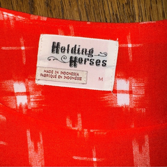 Anthropologie Holding Horses Orange Ikat Tunic Top w Pockets - Picture 6 of 10